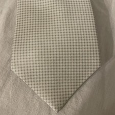 Hermes 100 Silk White Grey Geometric Men s Neck Tie