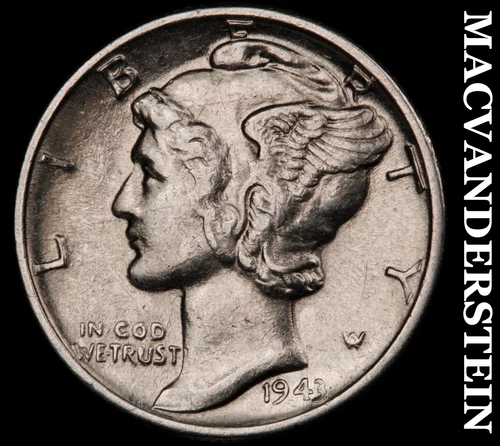 1943 Mercury Dime- Silver- Scarce High Grade Luster No Reserve #J4746