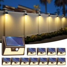 12 Pack Solar Motion Lights for Outside, Waterproof Fence Lights Outdoor, War...