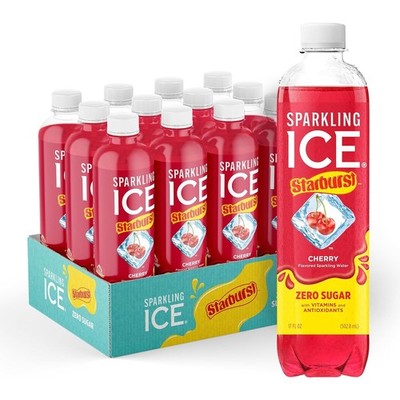 Sparkling Ice STARBURST Cherry, Zero Sugar Flavored Sparkling Water Free Shippin