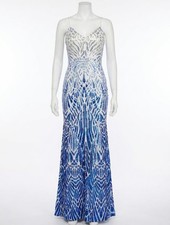 Jovani Wide V-Neck Sequin Gown Size 6