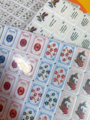 Imperial Palace Mahjong Set - 160 Ornate Floral & Koi Fish Tiles for US Play