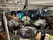 Vintage Mid Century Modern Hanging Light Fixture Atomic Rare Chrome & Lucite