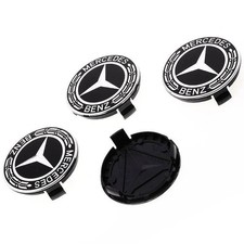 4pcs For Mercedes-benz Wheel Rims Center Hub Caps Wreath Amg 75mm Black Classic