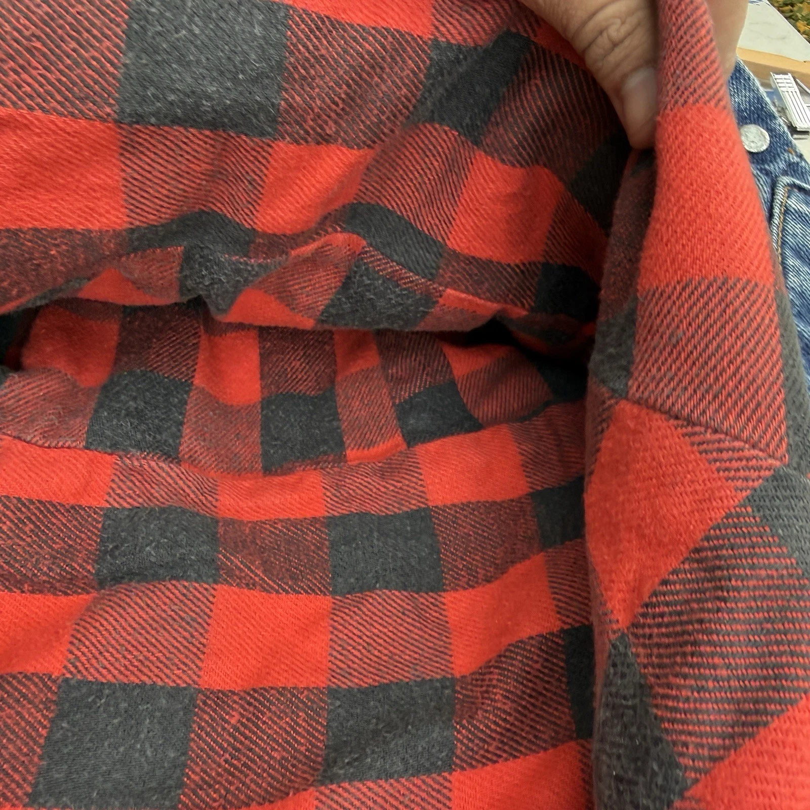 vintage 80s levis 70417 0814 buffalo plaid lined denim trucker jacket large image 11