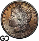 1897-O Morgan Silver Dollar Coin, Amber Album Style Patina, Choice AU+