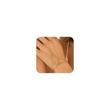 18K Gold Plated Hand Chain Bracelets for Women, Dainty Link Bracelet, Trendy Rin