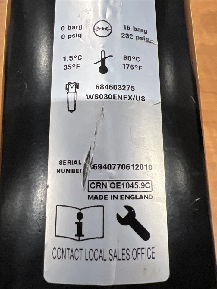 🔥Gardner-Denver WS030ENFX/US сепаратор масла/воды 232PSIG, новый, бесплатная доставка🇺🇸 - Изображение 2 из 4