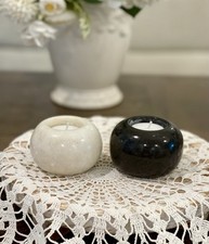 Juego de candelabros vintage de ónix y piedra de alabastro mármol luz de té