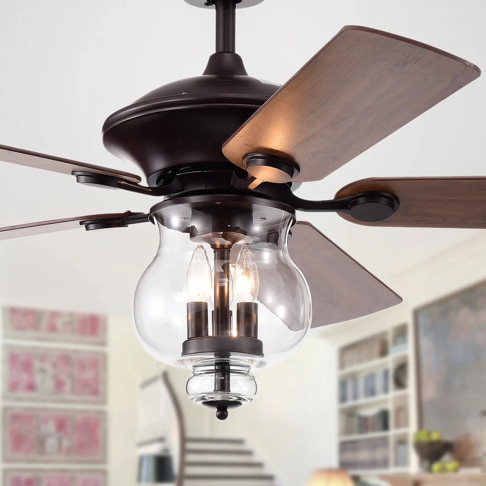 Topher Antique Bronze 52-inch 5-blade Lighted Ceiling Fan Black,Bronze Transitio - Image 2 of 4