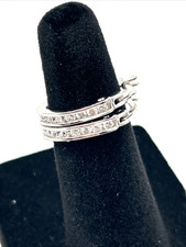 925 Sterling Silver CZ Cubic Zirconia Pav  Hoop Earrings Small Hinged Huggie NEW