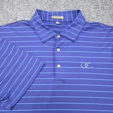 Peter Millar Polo Shirt Mens 2XL Blue Stripe Summer Comfort Performance Golf CC