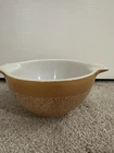 Vintage Pyrex Woodland  441 Mixing Bowl  1 1/2 Pt brown/tan & white