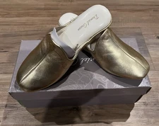 Daniel Green GLAMOUR Gold Kidskin Leather Slippers 5M NEW UNWORN
