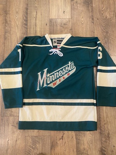 Jason Zucker Minnesota Wild Reebok Hockey Jersey 50 Authentic Fight Strap