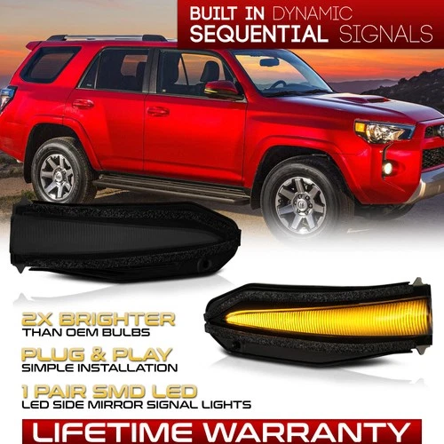 Fit 14+ 4Runner/13-18 RAV4 "HOT SMOKE"Amber LED Side Mirror Signal Blinker Light