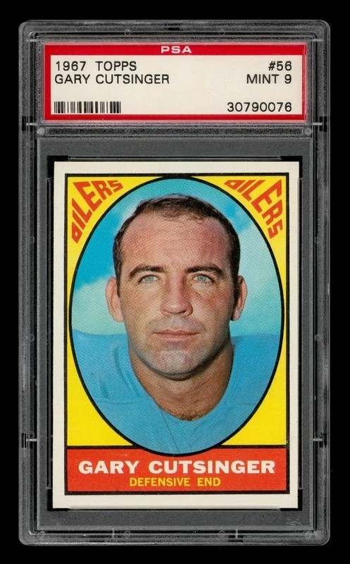 PSA 9 1967 Topps #56 GARY CUTSINGER Highest Graded Oilers Vintage Football Card