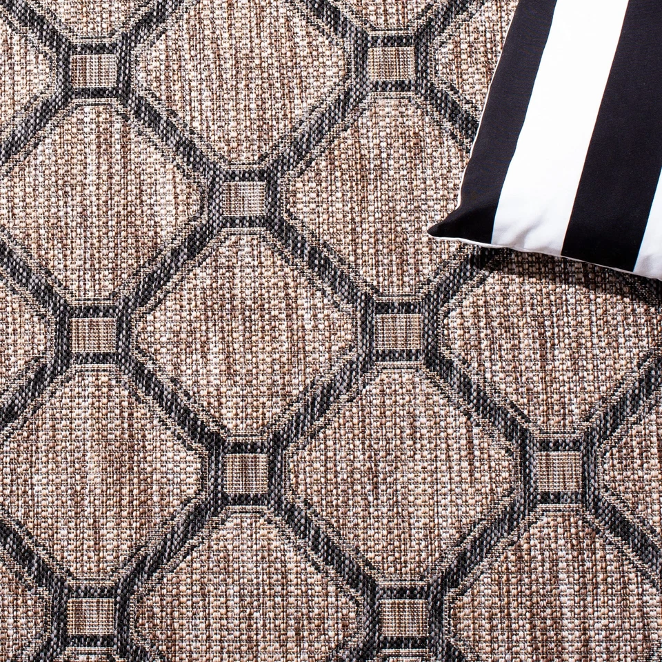 Colección Courtyard 8' x 11' Natural/Negro CY8471 Interior/Exterior Impermeable... Foto 4 de 4