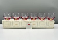 NOS MCM Box Set 6 MOSER CORDIAL SPIRIT LIQUEUR Bar Glasses ROSALIN PINK Culbuto