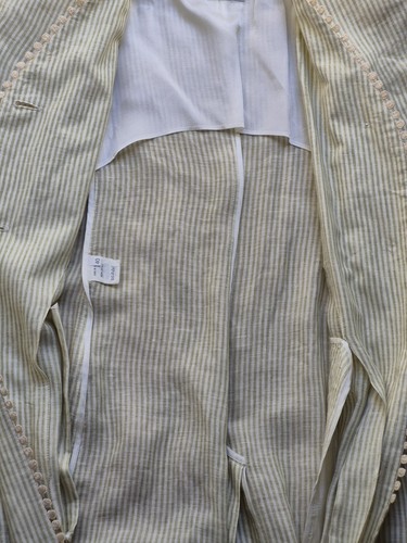 Vintage Emporio Armani 100% Flax Linen Stripped Raffia Long Duster Carnigan M - Picture 16 of 24