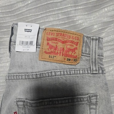 Levi's 512 Slim Taper Gray Denim Jeans Men Stretch Light Wash Cotton