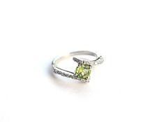 Handmade 92.5 Sterling Silver Ring with Amethyst, Peridot  CZ Stones