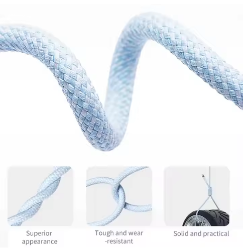 Braided USB-C to USB-C & Phone Cable Fast Charging โ White Blue Green pink - Picture 6 of 8