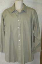 Mens Chaps Ralph Lauren Long Sleeve Shirt 100% COTT BROWN  / CREME  SIZE 17 1/2