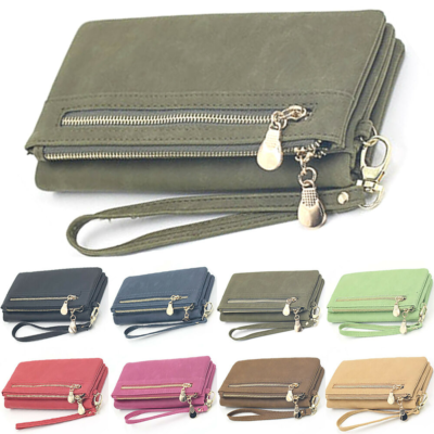 Autumnwell Long Clutch Wallet With Wrist Strap – Holds Cards, Cash, Phone, Dusty Blue - View #7