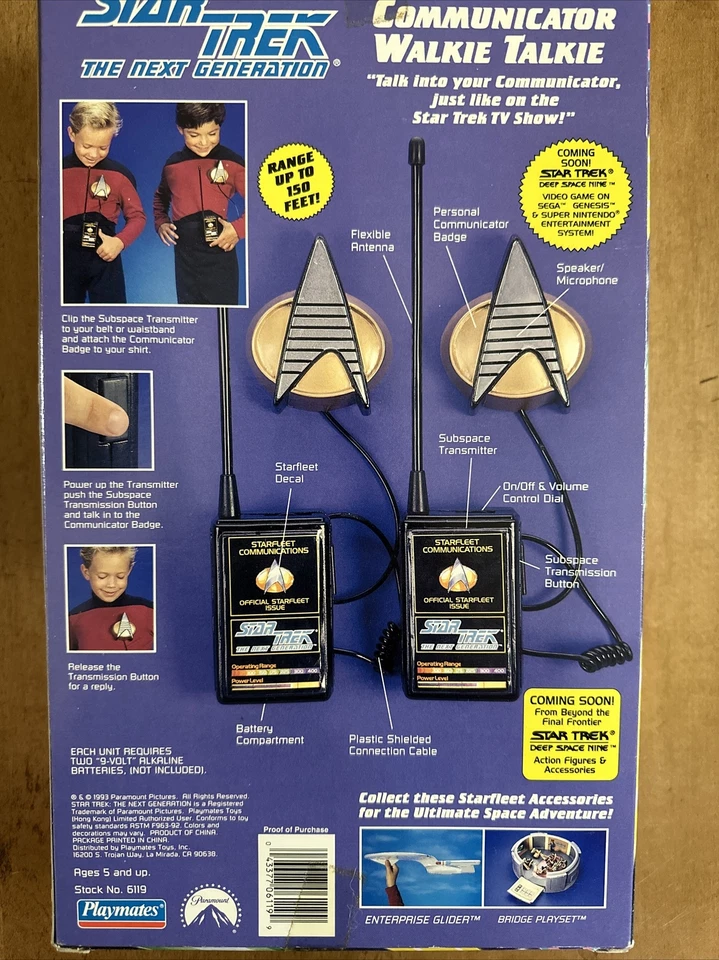 Playmates 1993 Star Trek The Next Generation Communicator Walkie Talkie 6119 - Image 2 of 2