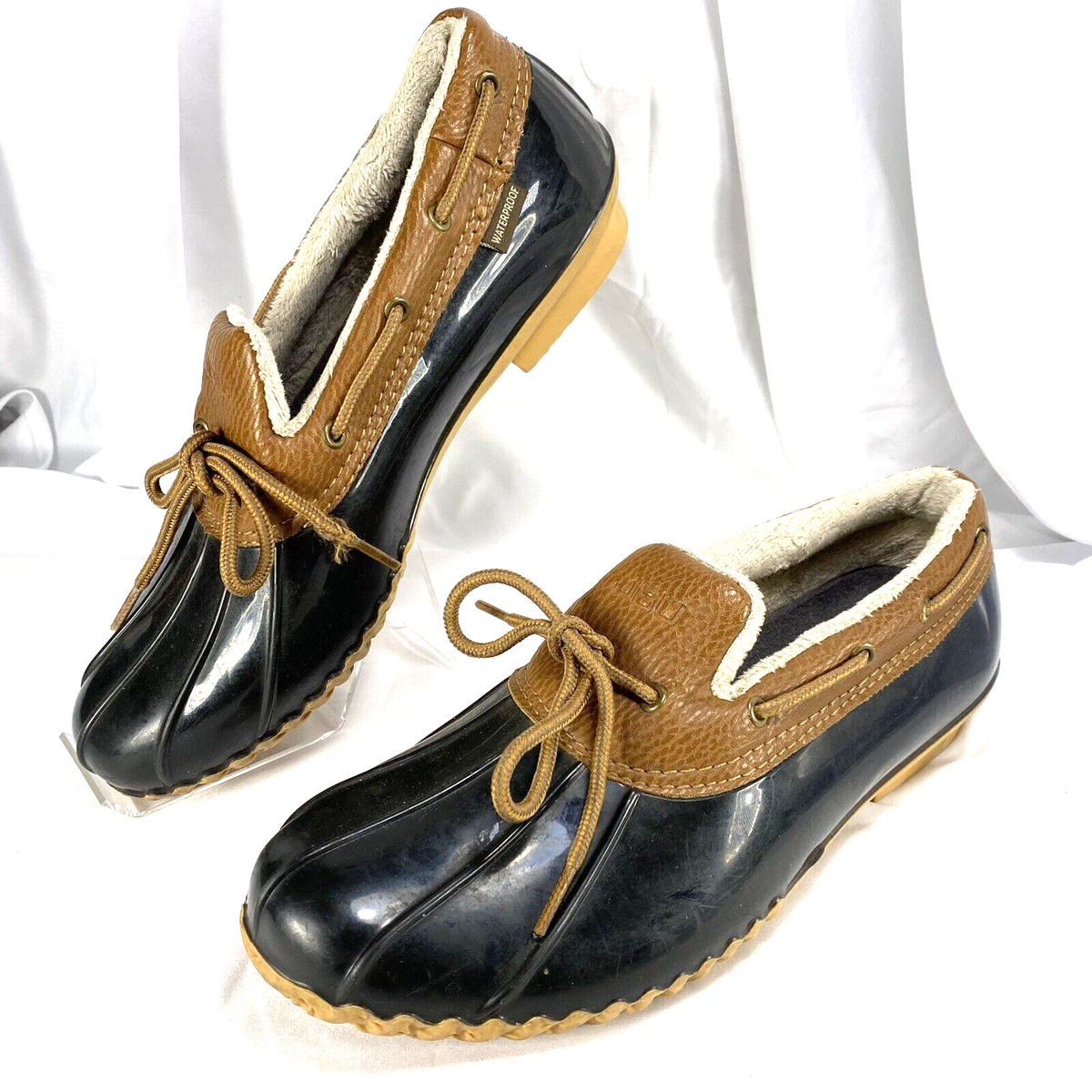 JBU by JAMBU Womens Duck Shoes Black Brown 11M WOODBURY WATERPROOF