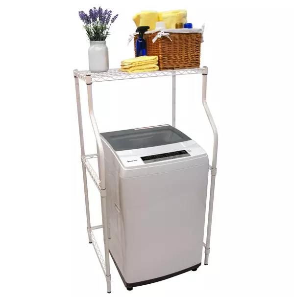 Laundry Storage Rack Compact Washer Dryer Shelf Stackable Room