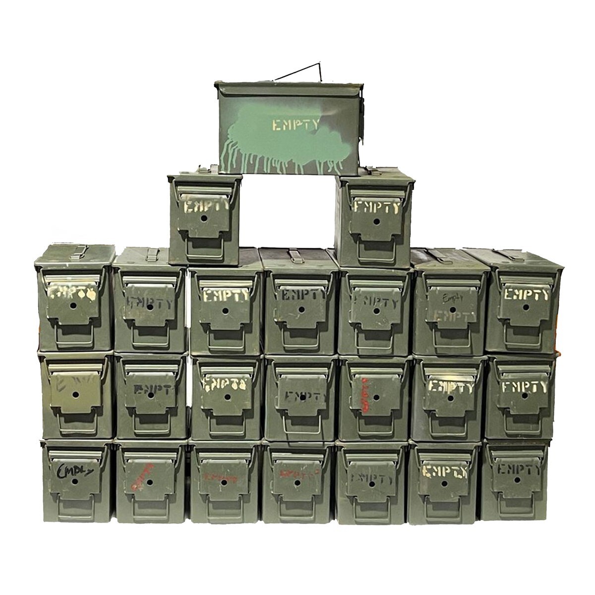 24 CANS Grade 2  50 cal empty ammo cans 24 Total  FREE SHIPPING