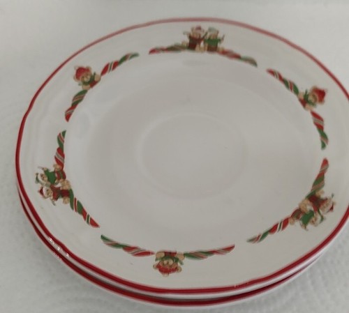 Tienshan Stoneware Theodore Bears Christmas 4 Plates, 2 Saucers, 5 Coffee Cups - Picture 9 of 10