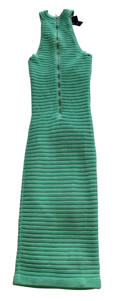 Raro Vestido Bebe Halter Vendaje Encaje Midi Verde Elástico Forrado S Nuevo con Etiquetas RJ10194 Foto 3 de 4