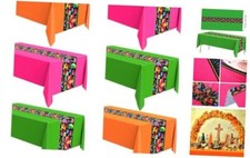 Pcs Fiesta Tablecloth 108 x 54 Inch Plastic Tablecover Mexican 6 Bright Color
