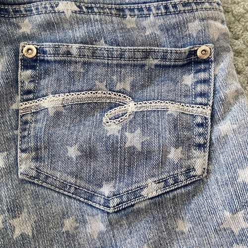Justice Size 14R Girls Denim Stars Bib Overall Shorts - Picture 7 of 10