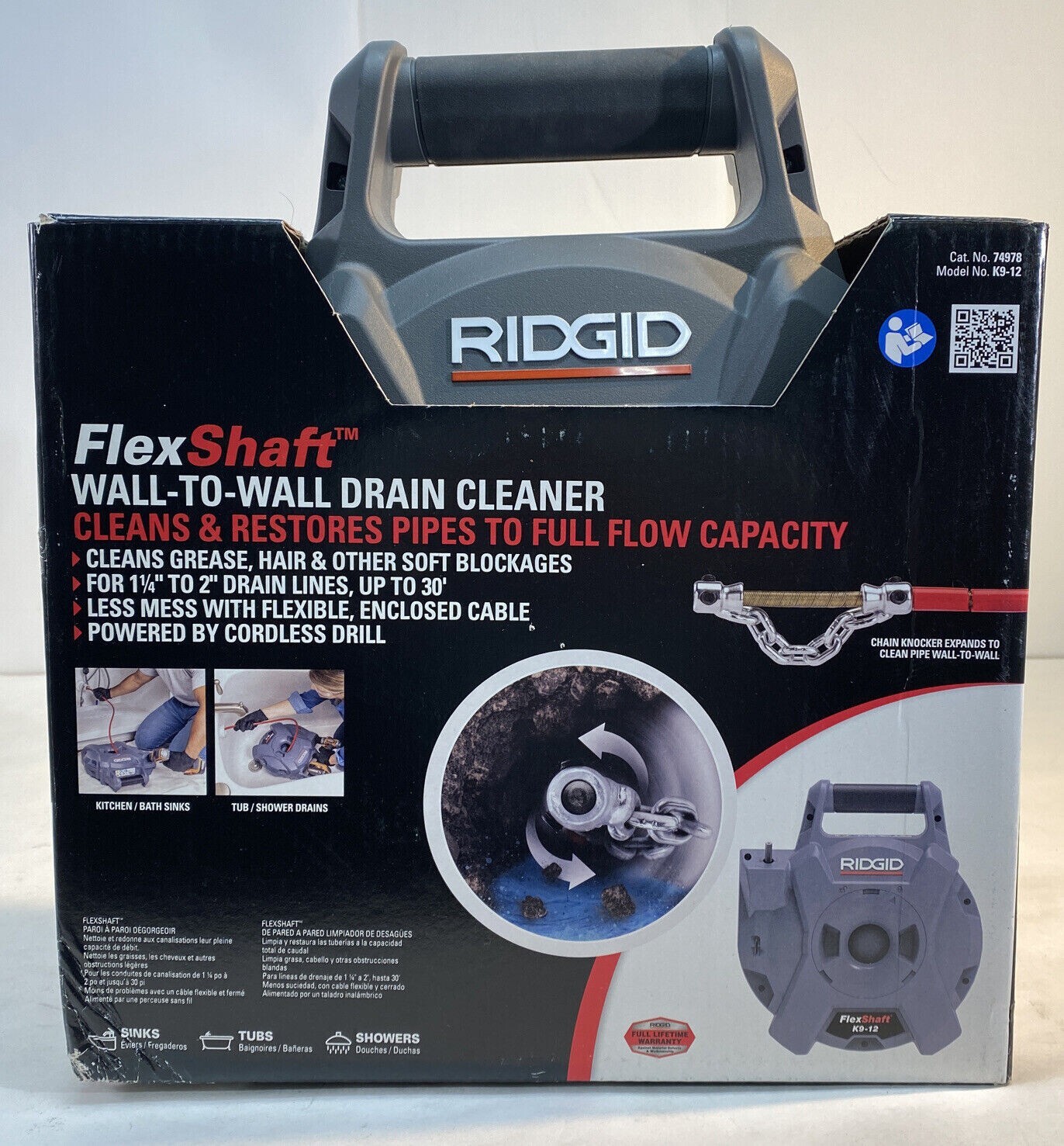 Ridgid 74978 K912 30' FlexShaft WalltoWall Drain Cleaning Machine
