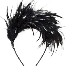 Feather Fascinator Women Girl Halloween Christmas Tea Party 20s 50s A-black
