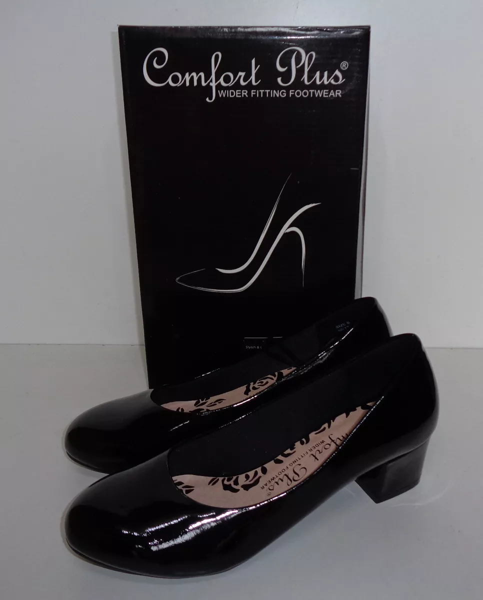 COMFORT PLUS Ladies WIDER FIT Heels Womens Casual Formal Low Court Shoes Size 3
