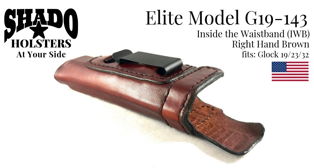 SHADO Leather Holster USA Elite Model G19-143 Right Hand Brown IWB Glock 19Brand - Picture 11 of 12