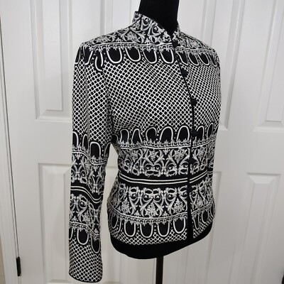 Vtg Adrianna Papell Blazer Womens 6P 100% Silk Beaded Filigree Witchy Whimsigoth