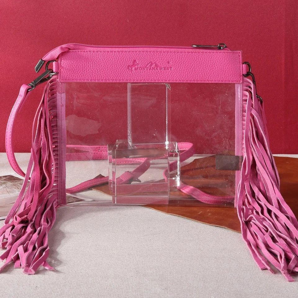 Bolso Bandolera Montana West Western Fringe Stadium Transparente Foto 3 de 4