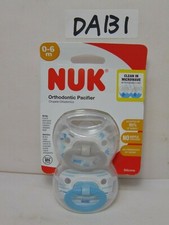 2 PACK NUK ORTHODONTIC PACIFIER SILICONE 0-6 MONTH NEW BLUE  WHITE