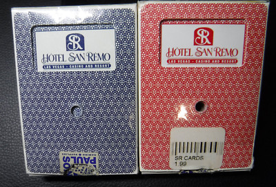    Casino Playing Cards Las Vegas Hotel San Remo 2 decks with Jokers punched  