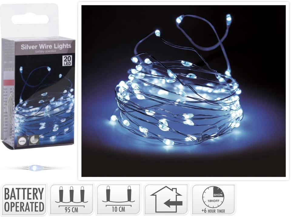 LED Micro Draht Lichterkette Batterie Timer warmweiß Drahtlichterkette Wasser  - Bild 2 von 2