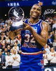 MAGIC JOHNSON Signed 16x20 Photo (Beckett) Holding NBA All Star Game MVP Trophy