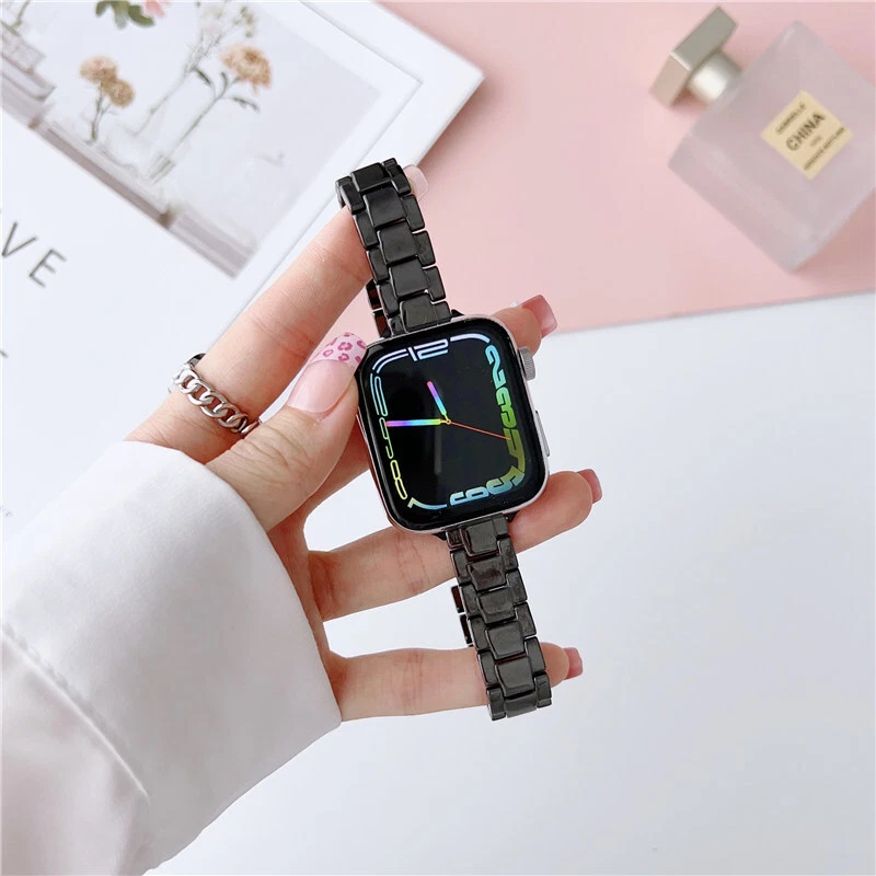 Stainless Steel Ceramics Slim Band Strap Bracelet for Apple Watch Series 8 7 6 5 - Image 2 of 4