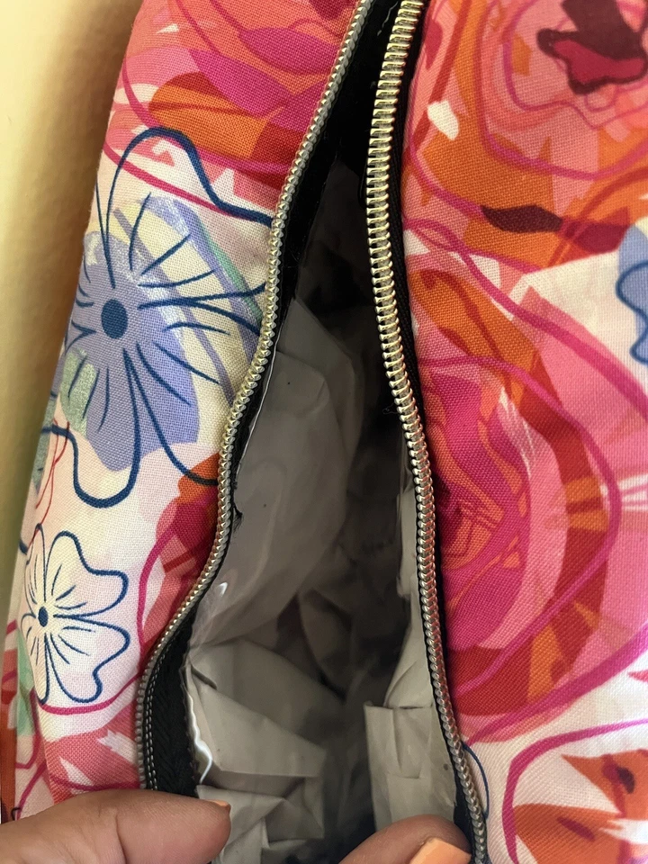 Juego de 3 bolsas de maquillaje cosmético Ellen Tracy rosa floral 12x8,5x4,5 Foto 4 de 4