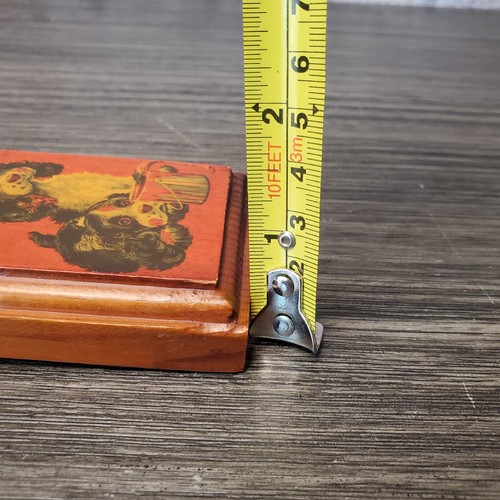 PEQUEÑA placa de madera kitsch de 3,5 pulgadas con perros cachorros en naranja ~ percha de dientes de sierra - Imagen 6 de 7